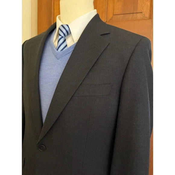 Brooks Brothers 346 Stretch Suit Mens‎ 40R Gray Wool 2-PC Set Jacket Pants 34x28